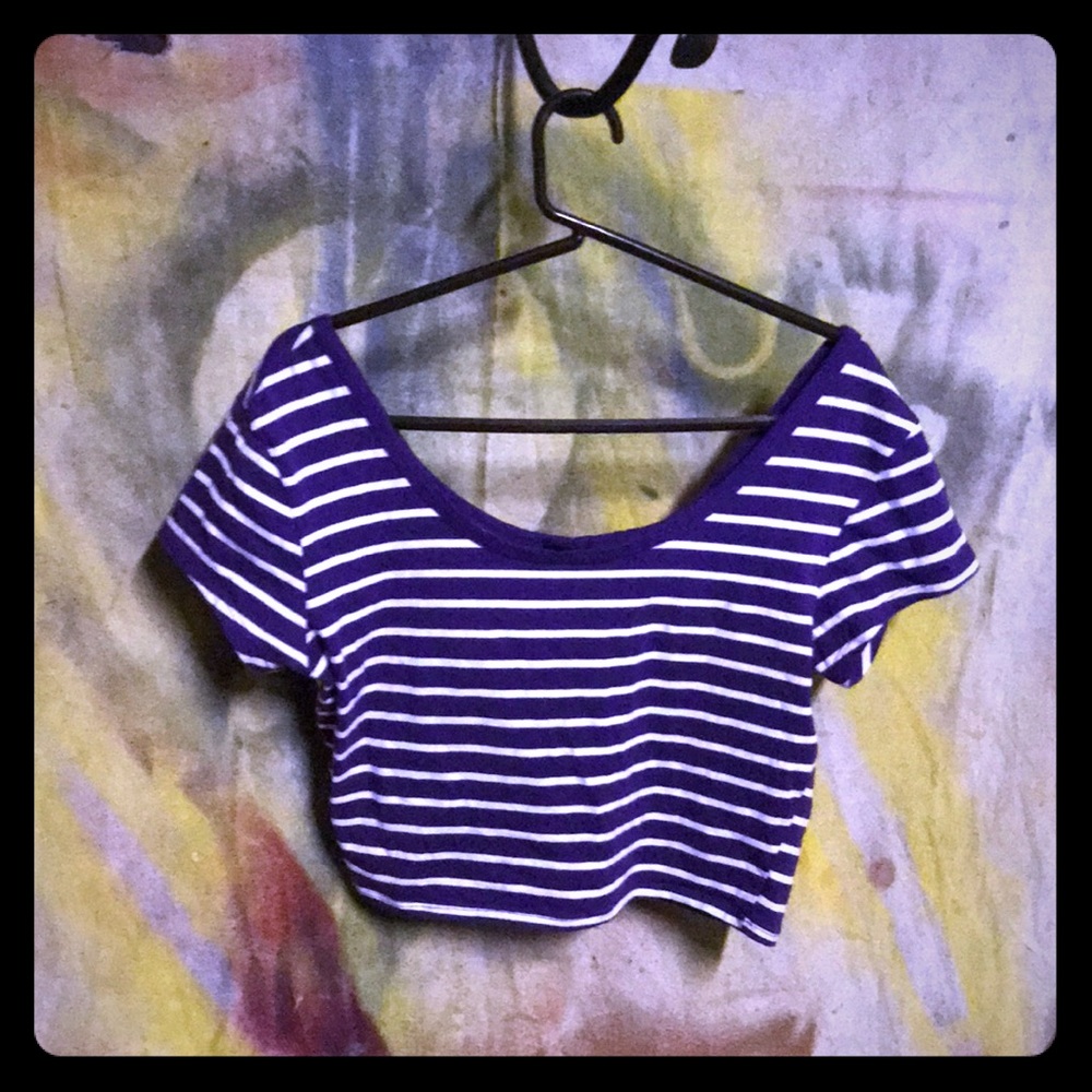 Purple stripe wet seal crop top